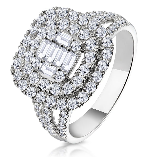 1.25ct Asteria Collection Double Halo Diamond Ring in 18K White Gold